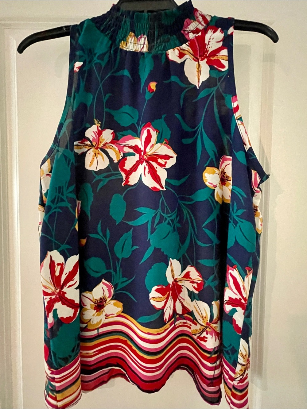 Chenault Navy Floral Halter Style Top